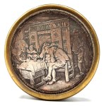French 19th century decorative box / pillbox with scene - Les Accordailles, engraved : B. Wicker