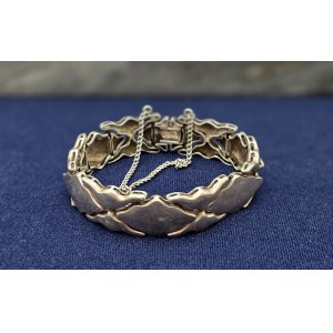 Sterling silver solid link clasp bracelet,- Dragon Scale, Poland circa 1990.