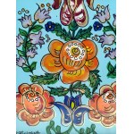 Painting on glass - Floral motif - Ewelina Pęksowa ? [Folk art glass painting, Zakopane, Cepelia ].