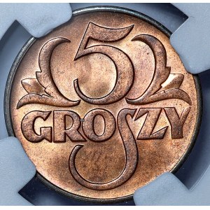 5 groszy 1938 WSPANIAŁE, CZERWONE