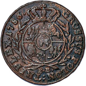 Poniatowski, Trojak 1786 EB - data bliżej korony