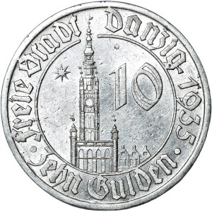 Free City of Danzig, 10 guilders 1935 - rare