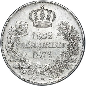 Germany, Saxony, John V, 2 thalers 1872 B, Dresden, Golden Wedding