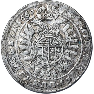 Silesia, Leopold, 15 krajcars 1660 GH, Wrocław