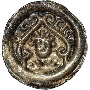Leszek the White (1202-1227), Brakteat Kraków, head surrounded by vitiations and Hebrew inscriptions