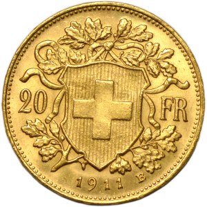 Switzerland, 20 francs 1911 B, Bern