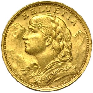 Switzerland, 20 francs 1909 B, Bern