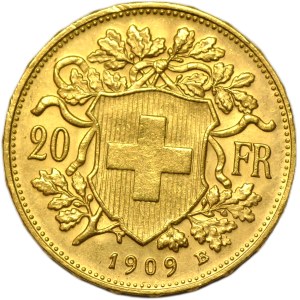Switzerland, 20 francs 1909 B, Bern