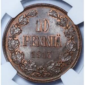 Finlandia / Rosja, Mikołaj II, 10 Penniä 1913
