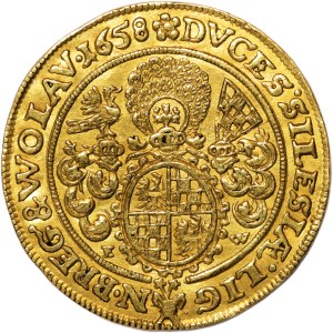 Śląsk, Księstwo Legnicko-Brzesko-Wołowskie, Jerzy III Brzeski, Ludwik IV Legnicki i Krystian Wołowsko-Oławski, Dukat Brzeg 1658 - WOLAV