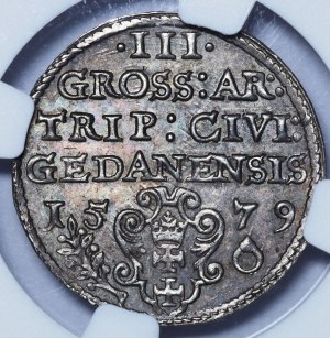 Stefan Batory, trojak Gdańsk 1579, bardzo rzadki i piękny