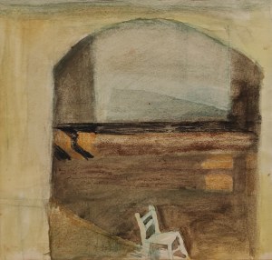 Piotr Potworowski (1898-1962), Pokój z jednym krzesłem, ok. 1950