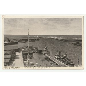 GDAŃSK, NOWY PORT. Danzig-Neufahrwasser - Hafeneinfahrt und Mole.