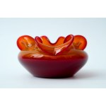 Glass ashtray , "Donkey" red and yellow - HSA Barbara - Czeslaw Zuber