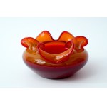 Glass ashtray , "Donkey" red and yellow - HSA Barbara - Czeslaw Zuber