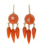 Earrings with star motif, France, early 20th century.