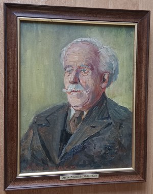 ANTONI MICHALAK, OBRAZ OLEJ NA TEKTURZE, PORTRET PROFESORA, SYGNOWANY ANTONI MICHALAK 1959 R