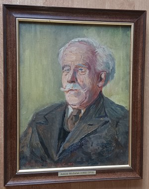 ANTONI MICHALAK, OBRAZ OLEJ NA TEKTURZE, PORTRET PROFESORA, SYGNOWANY ANTONI MICHALAK 1959 R