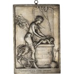 Third Republic (1870-1940). Plaque, Fortune and the Young Child, by V. Peter ND.