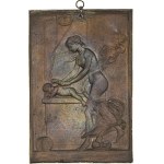 Third Republic (1870-1940). Plaque, Fortune and the Young Child, by V. Peter ND.