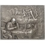 IIIe République (1870-1940). Plaquette, Hommage à Jules Marey, professeur au Collège de France, by P. Richer ND (1902), Paris.