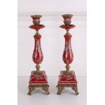 RED PORCELAN CANDLES - Bronze Hardware