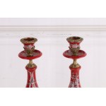 RED PORCELAN CANDLES - Bronze Hardware