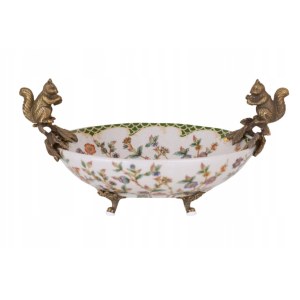 Bronze and porcelain platter with squirrels