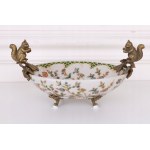 Bronze and porcelain platter with squirrels