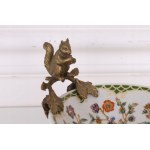 Bronze and porcelain platter with squirrels