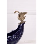 Platter with flying bird in porcelain and bronze