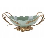 Green porcelain and bronze oblong platter