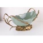 Green porcelain and bronze oblong platter