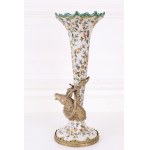 Hunting flacon in porcelain and bronze