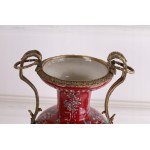 Porelan vase decorated with bronze Amphora
