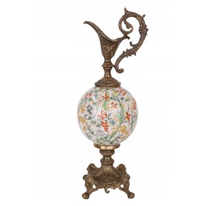 Świecznik z angielskiej porcelany z brązem