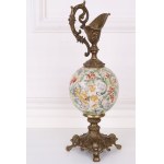 Świecznik z angielskiej porcelany z brązem