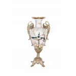 Porcelain vase with bronze bird motif