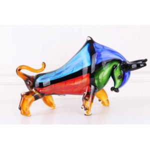 Grand taureau en verre de style Murano