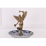 Floor porcelain platter with bronze