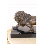 Bronze lion with marble base