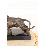 Leone in bronzo con base in marmo
