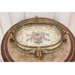 Porcelain platter with bronze and with 4 angels
