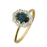 Gold Ring with 0.92ct central sapphire and white sapphires Size 15