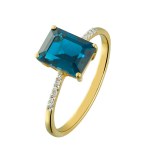 Gold ring with topaz 2.50 ct and diamonds size 20
