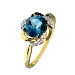 Gold ring with 2.30 ct topaz and diamonds Size 16