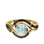Gold ring with blue topaz 1.27 ct and diamonds Size 11