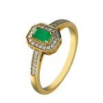 Gold ring with emerald 0.38 ct Size 15