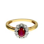 Gold ring with red ruby and diamonds Size 14