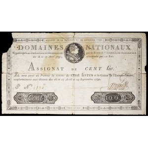 Assignat de 100 livres - Domaines nationaux 29. septembra 1790.